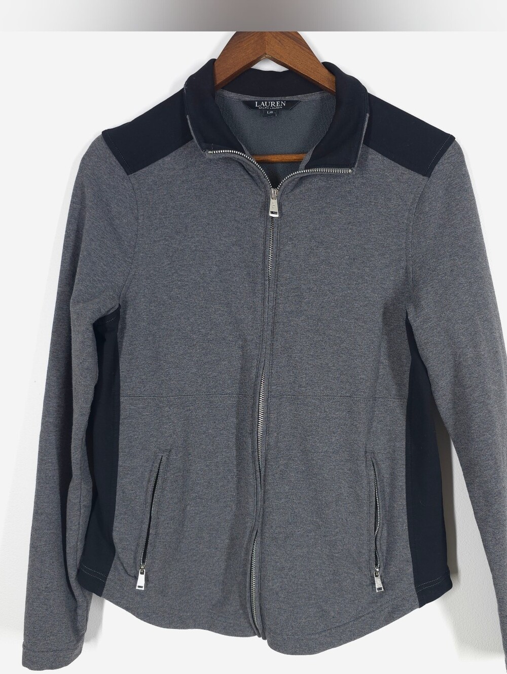 Lauren Ralph Lauren Full Zip Jacket Women’s Large Gray Black LRL